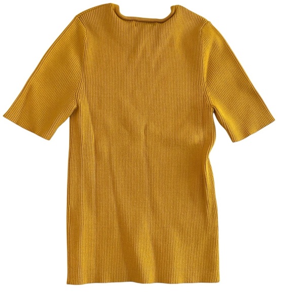 Maeve by Anthropologie Josefa Ribbed Tee Shirt Honey Gold Small Short Sleeves - Picture 3 of 8